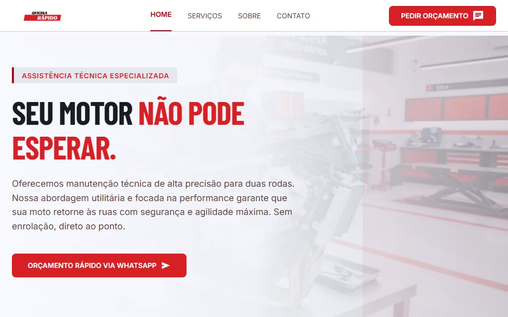 Prévia do site Moto Rápida